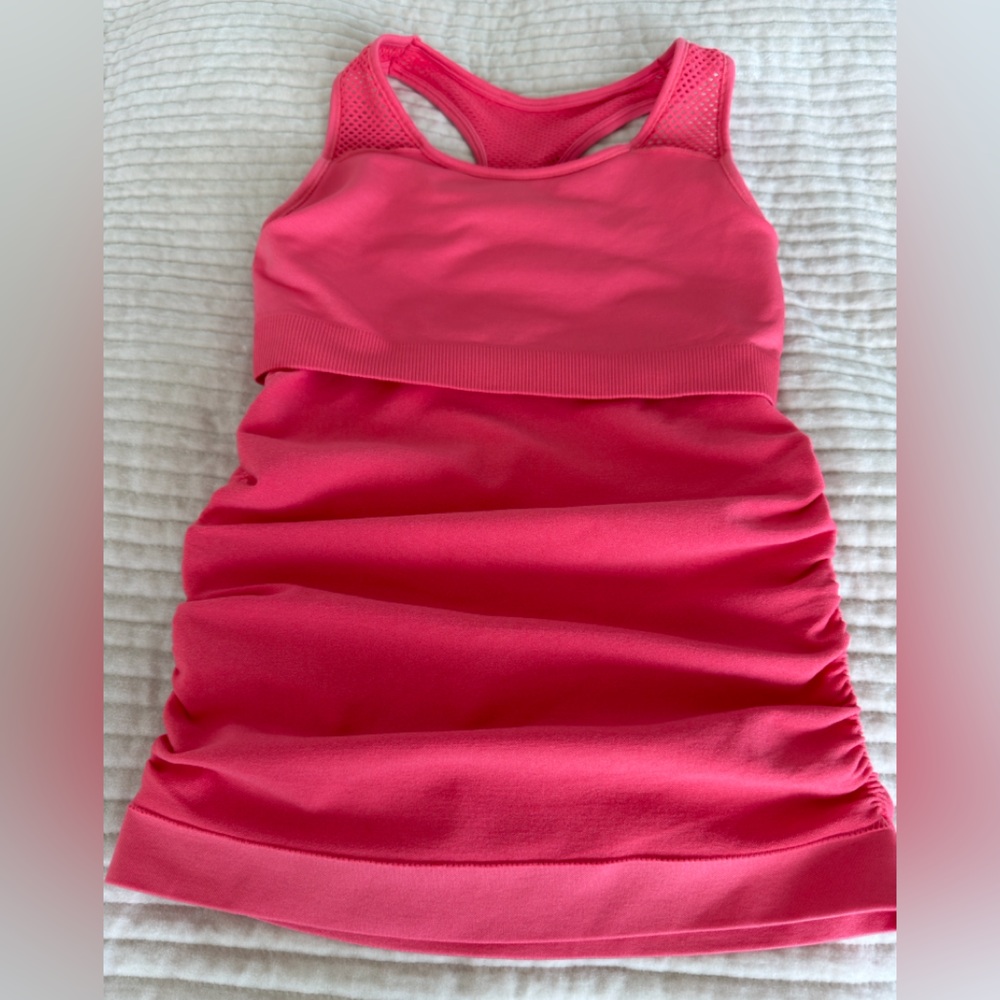 DKNY SPORT Vibrant Coral Tank STRETCHED Top SIZE S - Picture 7 of 11
